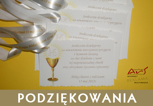 Agencja Reklamowa ARS NOMINEM Kraków, Warszawa, podziękowania dla gości, podziękowania, podziękowania dla, dodatki weselne, ślubne akcesoria, modne wesele, kartki dla gości, podziękowania komunijne, kartki z podziękowaniem, tani druk, gadżety komunijne